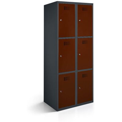 rotstahl Fächerschrank 6 Fächer mit anthrazitgrauem Korpus; 60x50x180 cm (BxTxH); mahagoni rotstahl Fächerschrank 6 Fächer mit anthrazitgrauem Korpus; 60x50x180 cm (BxTxH); mahagoni