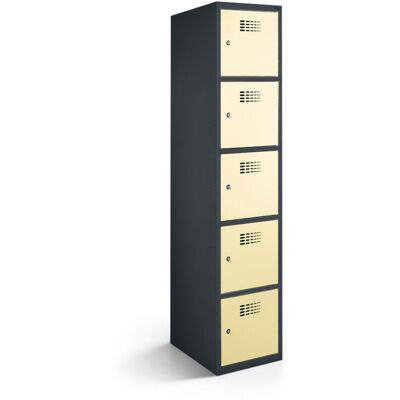 rotstahl Fächerschrank 5 Fächer mit anthrazitgrauem Korpus; 40x50x180 cm (BxTxH); elfenbein rotstahl Fächerschrank 5 Fächer mit anthrazitgrauem Korpus; 40x50x180 cm (BxTxH); elfenbein