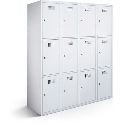 rotstahl Fächerschrank 12 Fächer 4x3 mit lichtgrauem Korpus; 120x50x180 cm (BxTxH); hellgrau rotstahl Fächerschrank 12 Fächer 4x3 mit lichtgrauem Korpus; 120x50x180 cm (BxTxH); hellgrau