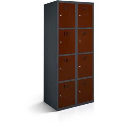 rotstahl Fächerschrank 8 Fächer mit anthrazitgrauem Korpus; 80x50x180 cm (BxTxH); mahagoni rotstahl Fächerschrank 8 Fächer mit anthrazitgrauem Korpus; 80x50x180 cm (BxTxH); mahagoni