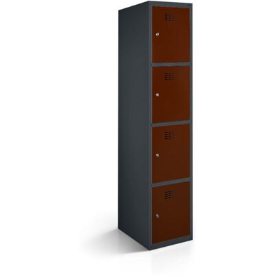 rotstahl Fächerschrank 4 Fächer mit anthrazitgrauem Korpus; 40x50x180 cm (BxTxH); mahagoni rotstahl Fächerschrank 4 Fächer mit anthrazitgrauem Korpus; 40x50x180 cm (BxTxH); mahagoni