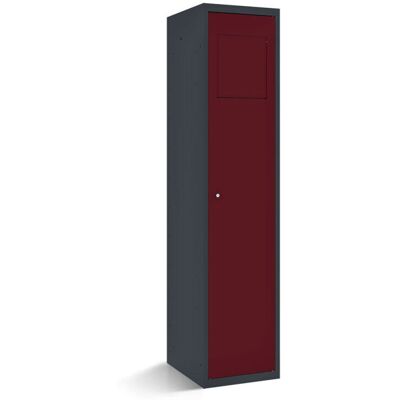 rotstahl Wäschesammelschrank mit Einwurfklappe mit anthrazitgrauem Korpus; 40x50x180 cm (BxTxH); bordeaux rotstahl Wäschesammelschrank mit Einwurfklappe mit anthrazitgrauem Korpus; 40x50x180 cm (BxTxH); bordeaux
