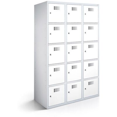 rotstahl Fächerschrank 15 Fächer mit lichtgrauem Korpus; 120x50x180 cm (BxTxH); weiß rotstahl Fächerschrank 15 Fächer mit lichtgrauem Korpus; 120x50x180 cm (BxTxH); weiß