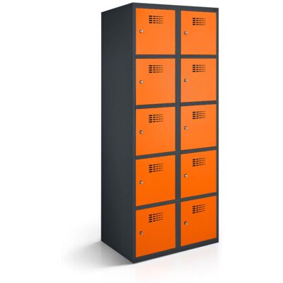 rotstahl Fächerschrank 10 Fächer mit anthrazitgrauem Korpus; 80x50x180 cm (BxTxH); orange rotstahl Fächerschrank 10 Fächer mit anthrazitgrauem Korpus; 80x50x180 cm (BxTxH); orange