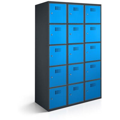 rotstahl Fächerschrank 15 Fächer mit anthrazitgrauem Korpus; 90x50x180 cm (BxTxH); blau rotstahl Fächerschrank 15 Fächer mit anthrazitgrauem Korpus; 90x50x180 cm (BxTxH); blau