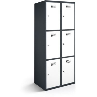 rotstahl Fächerschrank 6 Fächer mit anthrazitgrauem Korpus; 80x50x180 cm (BxTxH); weiß rotstahl Fächerschrank 6 Fächer mit anthrazitgrauem Korpus; 80x50x180 cm (BxTxH); weiß