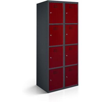 rotstahl Fächerschrank 8 Fächer mit anthrazitgrauem Korpus; 80x50x180 cm (BxTxH); bordeaux rotstahl Fächerschrank 8 Fächer mit anthrazitgrauem Korpus; 80x50x180 cm (BxTxH); bordeaux