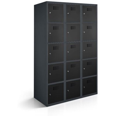 rotstahl Fächerschrank 15 Fächer mit anthrazitgrauem Korpus; 120x50x180 cm (BxTxH); schwarz rotstahl Fächerschrank 15 Fächer mit anthrazitgrauem Korpus; 120x50x180 cm (BxTxH); schwarz