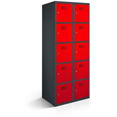 rotstahl Fächerschrank 10 Fächer mit anthrazitgrauem Korpus; 80x50x180 cm (BxTxH); rot rotstahl Fächerschrank 10 Fächer mit anthrazitgrauem Korpus; 80x50x180 cm (BxTxH); rot
