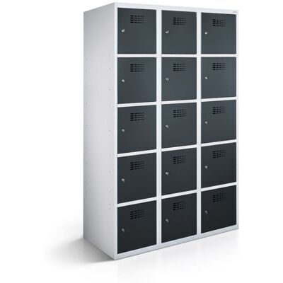 rotstahl Fächerschrank 15 Fächer mit lichtgrauem Korpus; 120x50x180 cm (BxTxH); anthrazit rotstahl Fächerschrank 15 Fächer mit lichtgrauem Korpus; 120x50x180 cm (BxTxH); anthrazit