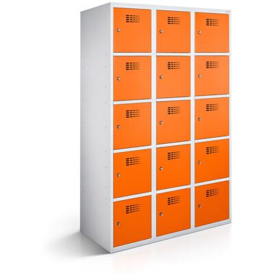 rotstahl Fächerschrank 15 Fächer mit lichtgrauem Korpus; 90x50x180 cm (BxTxH); orange rotstahl Fächerschrank 15 Fächer mit lichtgrauem Korpus; 90x50x180 cm (BxTxH); orange
