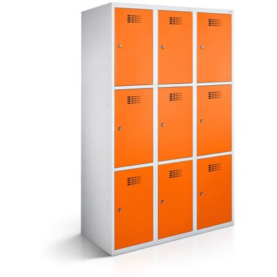 rotstahl Fächerschrank 9 Fächer mit lichtgrauem Korpus; 120x50x180 cm (BxTxH); orange rotstahl Fächerschrank 9 Fächer mit lichtgrauem Korpus; 120x50x180 cm (BxTxH); orange