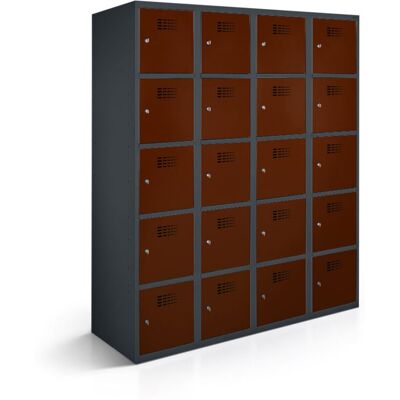 rotstahl Fächerschrank 20 Fächer mit anthrazitgrauem Korpus; 120x50x180 cm (BxTxH); mahagoni rotstahl Fächerschrank 20 Fächer mit anthrazitgrauem Korpus; 120x50x180 cm (BxTxH); mahagoni