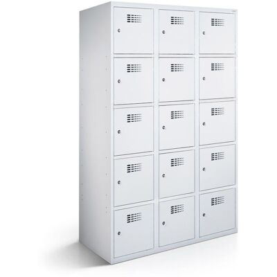 rotstahl Fächerschrank 15 Fächer mit lichtgrauem Korpus; 90x50x180 cm (BxTxH); hellgrau rotstahl Fächerschrank 15 Fächer mit lichtgrauem Korpus; 90x50x180 cm (BxTxH); hellgrau
