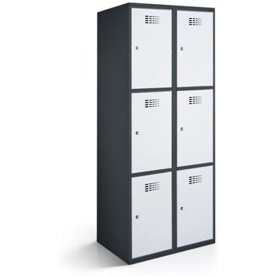 rotstahl Fächerschrank 6 Fächer mit anthrazitgrauem Korpus; 80x50x180 cm (BxTxH); hellgrau rotstahl Fächerschrank 6 Fächer mit anthrazitgrauem Korpus; 80x50x180 cm (BxTxH); hellgrau