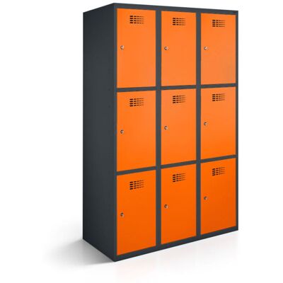 rotstahl Fächerschrank 9 Fächer mit anthrazitgrauem Korpus; 120x50x180 cm (BxTxH); orange rotstahl Fächerschrank 9 Fächer mit anthrazitgrauem Korpus; 120x50x180 cm (BxTxH); orange