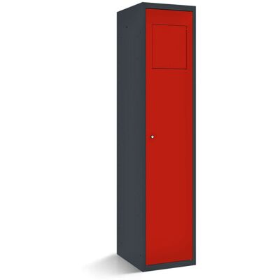 rotstahl Wäschesammelschrank mit Einwurfklappe mit anthrazitgrauem Korpus; 40x50x180 cm (BxTxH); rot rotstahl Wäschesammelschrank mit Einwurfklappe mit anthrazitgrauem Korpus; 40x50x180 cm (BxTxH); rot