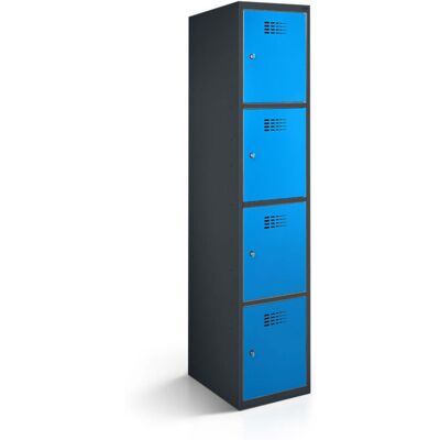 rotstahl Fächerschrank 4 Fächer mit anthrazitgrauem Korpus; 40x50x180 cm (BxTxH); blau rotstahl Fächerschrank 4 Fächer mit anthrazitgrauem Korpus; 40x50x180 cm (BxTxH); blau
