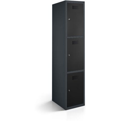 rotstahl Fächerschrank 3 Fächer mit anthrazitgrauem Korpus; 40x50x180 cm (BxTxH); schwarz rotstahl Fächerschrank 3 Fächer mit anthrazitgrauem Korpus; 40x50x180 cm (BxTxH); schwarz