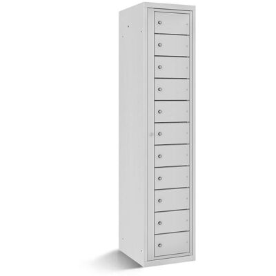 rotstahl Fächerschrank mit Zentraltür 11 Fächer mit lichtgrauem Korpus; 40x50x180 cm (BxTxH); hellgrau rotstahl Fächerschrank mit Zentraltür 11 Fächer mit lichtgrauem Korpus; 40x50x180 cm (BxTxH); hellgrau