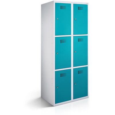 rotstahl Fächerschrank 6 Fächer mit lichtgrauem Korpus; 80x50x180 cm (BxTxH); türkis rotstahl Fächerschrank 6 Fächer mit lichtgrauem Korpus; 80x50x180 cm (BxTxH); türkis