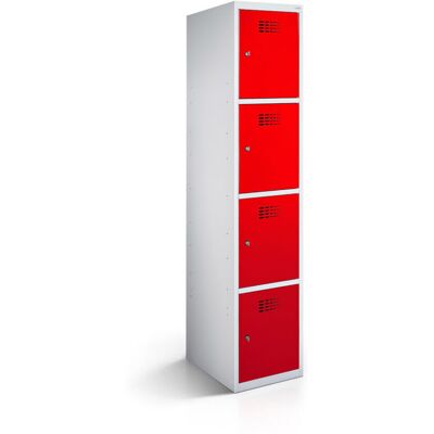 rotstahl Fächerschrank 4 Fächer mit lichtgrauem Korpus; 30x50x180 cm (BxTxH); rot rotstahl Fächerschrank 4 Fächer mit lichtgrauem Korpus; 30x50x180 cm (BxTxH); rot