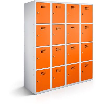 rotstahl Fächerschrank 16 Fächer mit lichtgrauem Korpus; 120x50x180 cm (BxTxH); orange rotstahl Fächerschrank 16 Fächer mit lichtgrauem Korpus; 120x50x180 cm (BxTxH); orange