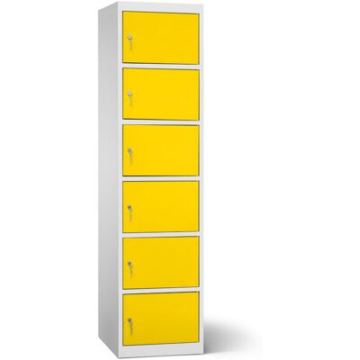 rotstahl Akku-Ladeschrank 6 Fächer mit lichtgrauem Korpus; 45x180 cm (BxH); gelb rotstahl Akku-Ladeschrank 6 Fächer mit lichtgrauem Korpus; 45x180 cm (BxH); gelb