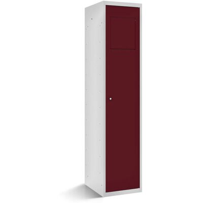rotstahl Wäschesammelschrank mit Einwurfklappe mit lichtgrauem Korpus; 40x50x180 cm (BxTxH); bordeaux rotstahl Wäschesammelschrank mit Einwurfklappe mit lichtgrauem Korpus; 40x50x180 cm (BxTxH); bordeaux