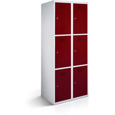 rotstahl Fächerschrank 6 Fächer mit lichtgrauem Korpus; 60x50x180 cm (BxTxH); bordeaux rotstahl Fächerschrank 6 Fächer mit lichtgrauem Korpus; 60x50x180 cm (BxTxH); bordeaux