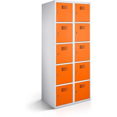 rotstahl Fächerschrank 10 Fächer mit lichtgrauem Korpus; 60x50x180 cm (BxTxH); orange rotstahl Fächerschrank 10 Fächer mit lichtgrauem Korpus; 60x50x180 cm (BxTxH); orange