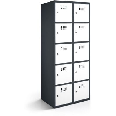 rotstahl Fächerschrank 10 Fächer mit anthrazitgrauem Korpus; 60x50x180 cm (BxTxH); weiß rotstahl Fächerschrank 10 Fächer mit anthrazitgrauem Korpus; 60x50x180 cm (BxTxH); weiß
