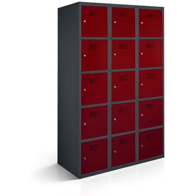 rotstahl Fächerschrank 15 Fächer mit anthrazitgrauem Korpus; 120x50x180 cm (BxTxH); bordeaux rotstahl Fächerschrank 15 Fächer mit anthrazitgrauem Korpus; 120x50x180 cm (BxTxH); bordeaux