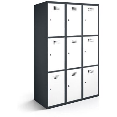 rotstahl Fächerschrank 9 Fächer mit anthrazitgrauem Korpus; 120x50x180 cm (BxTxH); weiß rotstahl Fächerschrank 9 Fächer mit anthrazitgrauem Korpus; 120x50x180 cm (BxTxH); weiß