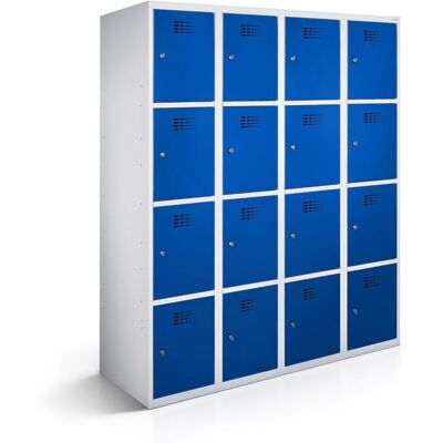 rotstahl Fächerschrank 16 Fächer mit lichtgrauem Korpus; 120x50x180 cm (BxTxH); dunkelblau rotstahl Fächerschrank 16 Fächer mit lichtgrauem Korpus; 120x50x180 cm (BxTxH); dunkelblau