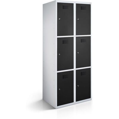 rotstahl Fächerschrank 6 Fächer mit lichtgrauem Korpus; 80x50x180 cm (BxTxH); schwarz rotstahl Fächerschrank 6 Fächer mit lichtgrauem Korpus; 80x50x180 cm (BxTxH); schwarz