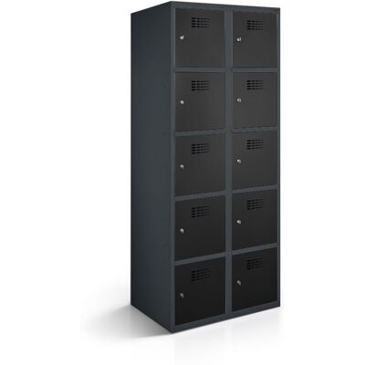 rotstahl Fächerschrank 10 Fächer mit anthrazitgrauem Korpus; 60x50x180 cm (BxTxH); schwarz rotstahl Fächerschrank 10 Fächer mit anthrazitgrauem Korpus; 60x50x180 cm (BxTxH); schwarz