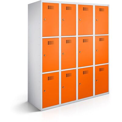 rotstahl Fächerschrank 12 Fächer 4x3 mit lichtgrauem Korpus; 120x50x180 cm (BxTxH); orange rotstahl Fächerschrank 12 Fächer 4x3 mit lichtgrauem Korpus; 120x50x180 cm (BxTxH); orange