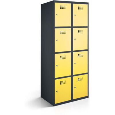 rotstahl Fächerschrank 8 Fächer mit anthrazitgrauem Korpus; 80x50x180 cm (BxTxH); gelb rotstahl Fächerschrank 8 Fächer mit anthrazitgrauem Korpus; 80x50x180 cm (BxTxH); gelb