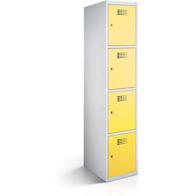 rotstahl Fächerschrank 4 Fächer mit lichtgrauem Korpus; 30x50x180 cm (BxTxH); gelb rotstahl Fächerschrank 4 Fächer mit lichtgrauem Korpus; 30x50x180 cm (BxTxH); gelb