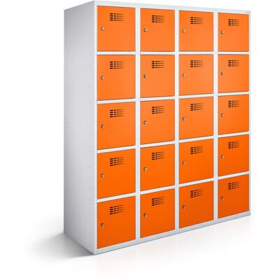 rotstahl Fächerschrank 20 Fächer mit lichtgrauem Korpus; 120x50x180 cm (BxTxH); orange rotstahl Fächerschrank 20 Fächer mit lichtgrauem Korpus; 120x50x180 cm (BxTxH); orange