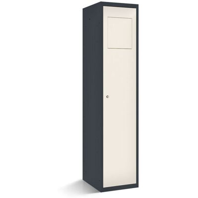 rotstahl Wäschesammelschrank mit Einwurfklappe mit anthrazitgrauem Korpus; 40x50x180 cm (BxTxH); weiß rotstahl Wäschesammelschrank mit Einwurfklappe mit anthrazitgrauem Korpus; 40x50x180 cm (BxTxH); weiß