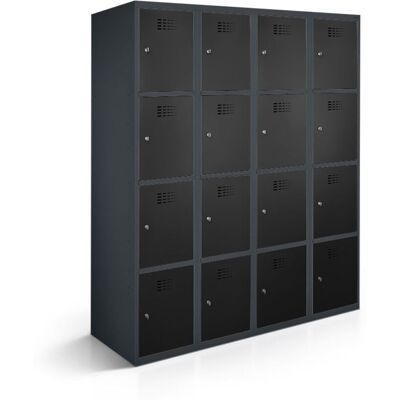 rotstahl Fächerschrank 16 Fächer mit anthrazitgrauem Korpus; 120x50x180 cm (BxTxH); schwarz rotstahl Fächerschrank 16 Fächer mit anthrazitgrauem Korpus; 120x50x180 cm (BxTxH); schwarz