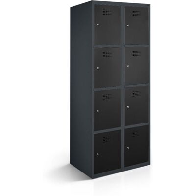 rotstahl Fächerschrank 8 Fächer mit anthrazitgrauem Korpus; 80x50x180 cm (BxTxH); schwarz rotstahl Fächerschrank 8 Fächer mit anthrazitgrauem Korpus; 80x50x180 cm (BxTxH); schwarz