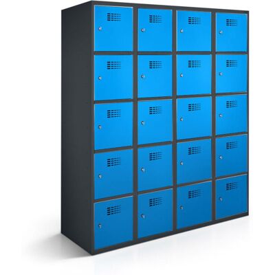 rotstahl Fächerschrank 20 Fächer mit anthrazitgrauem Korpus; 120x50x180 cm (BxTxH); blau rotstahl Fächerschrank 20 Fächer mit anthrazitgrauem Korpus; 120x50x180 cm (BxTxH); blau