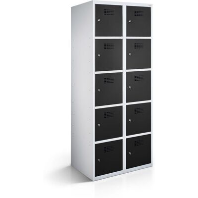 rotstahl Fächerschrank 10 Fächer mit lichtgrauem Korpus; 80x50x180 cm (BxTxH); schwarz rotstahl Fächerschrank 10 Fächer mit lichtgrauem Korpus; 80x50x180 cm (BxTxH); schwarz