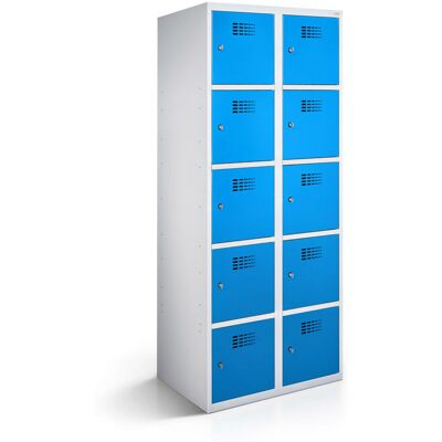 rotstahl Fächerschrank 10 Fächer mit lichtgrauem Korpus; 60x50x180 cm (BxTxH); blau rotstahl Fächerschrank 10 Fächer mit lichtgrauem Korpus; 60x50x180 cm (BxTxH); blau