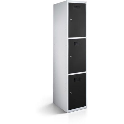 rotstahl Fächerschrank 3 Fächer mit lichtgrauem Korpus; 40x50x180 cm (BxTxH); schwarz rotstahl Fächerschrank 3 Fächer mit lichtgrauem Korpus; 40x50x180 cm (BxTxH); schwarz