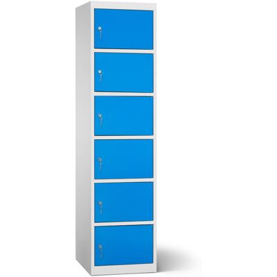 rotstahl Akku-Ladeschrank 6 Fächer mit lichtgrauem Korpus; 45x180 cm (BxH); blau rotstahl Akku-Ladeschrank 6 Fächer mit lichtgrauem Korpus; 45x180 cm (BxH); blau