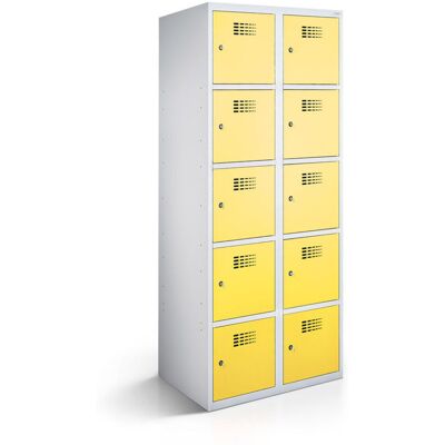rotstahl Fächerschrank 10 Fächer mit lichtgrauem Korpus; 60x50x180 cm (BxTxH); gelb rotstahl Fächerschrank 10 Fächer mit lichtgrauem Korpus; 60x50x180 cm (BxTxH); gelb